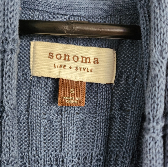 Sonoma short sleeve cardigan shawl small navy blue knit - Picture 3 of 5